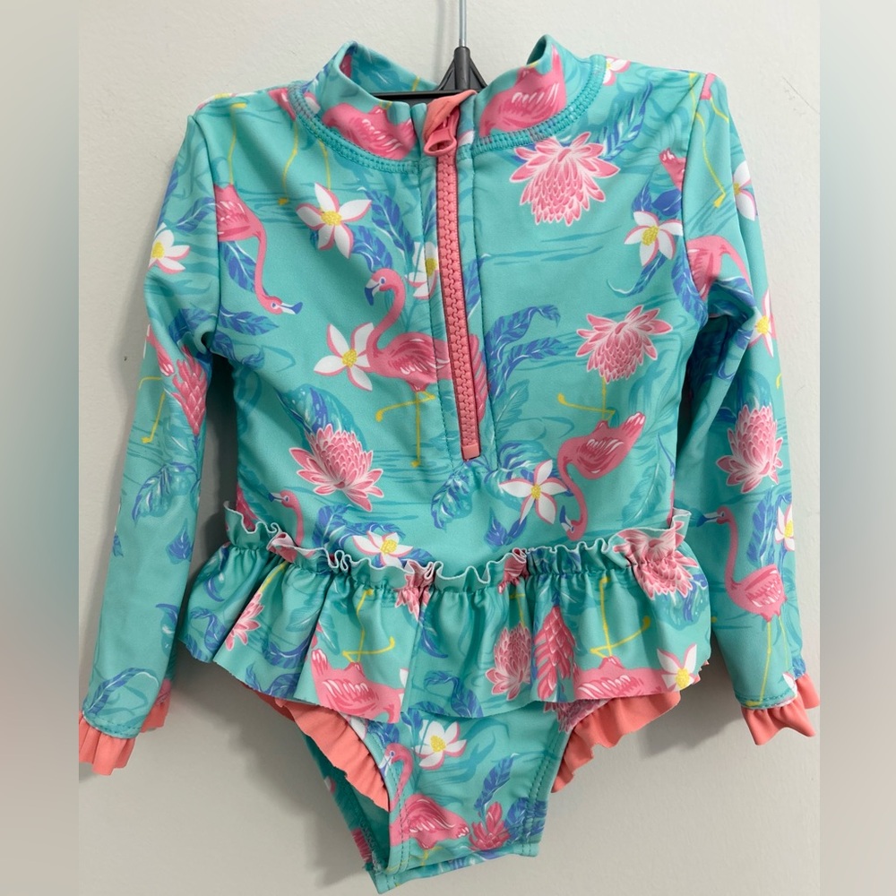 Tommy Bahama Baby Girl Long sleeve Rashguard Suit with Bows and Ruffles